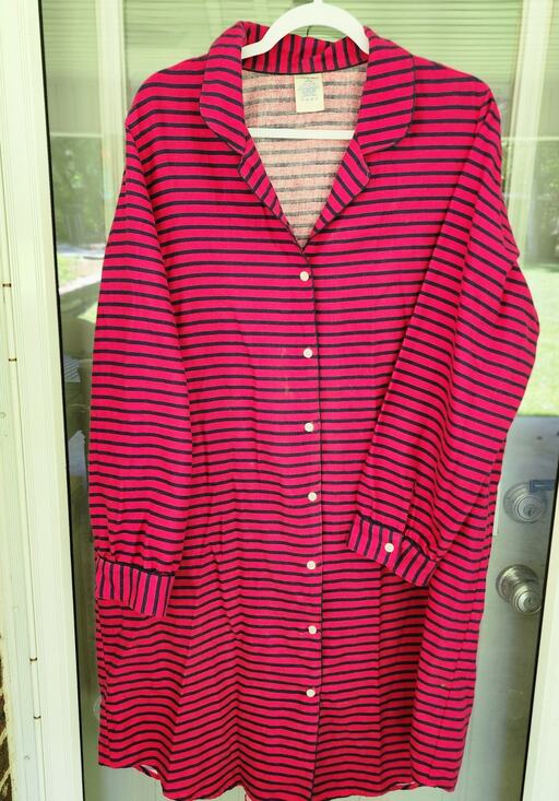Lands' End Other - Lands' End Women's 1X Striped Sleepshirt Long Sleeve 100% Cotton Flannel